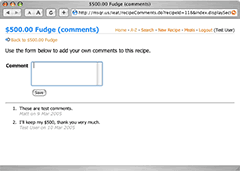 Add comments to recipes