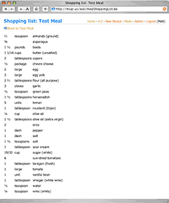 Generate a shopping list